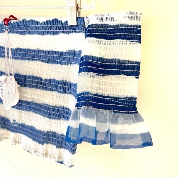 STAUD Crop top Doric smocked off the shoulder stretch size M NWT - Picture 7 of 15
